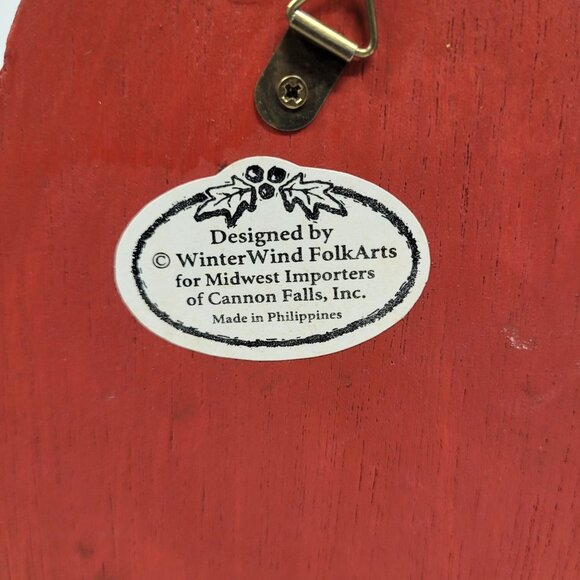 Midwest Of Cannon Falls Handcrafted Wood Folk Art Santa Hanging Card Box - Picture 7 of 8